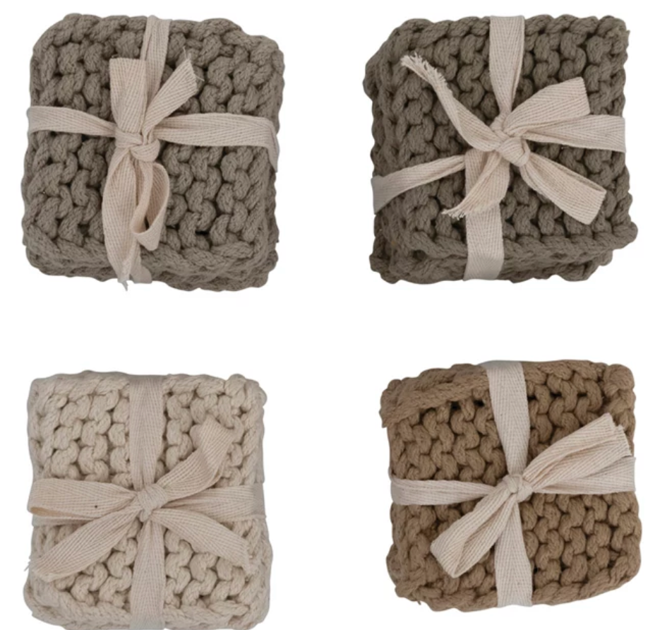 Square Cotton Crocheted Coaster Set of 4