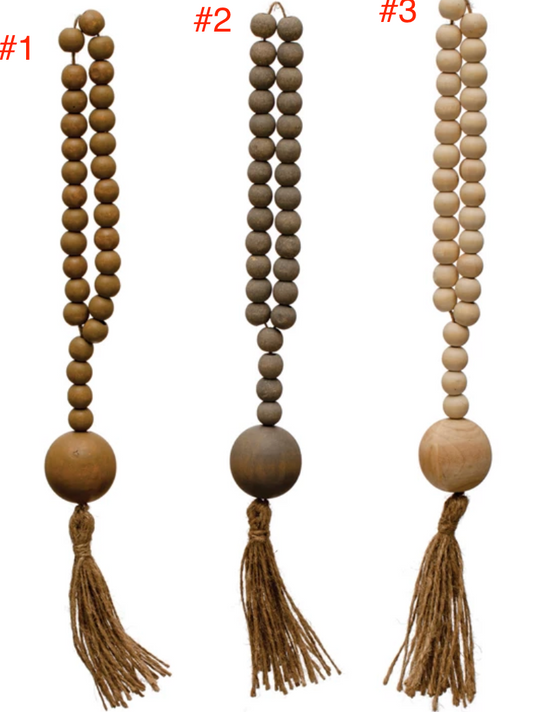 Neutral Color Wood Beads w/ Tassels