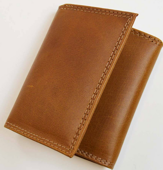 Men's Tan Leather Trifold Wallet