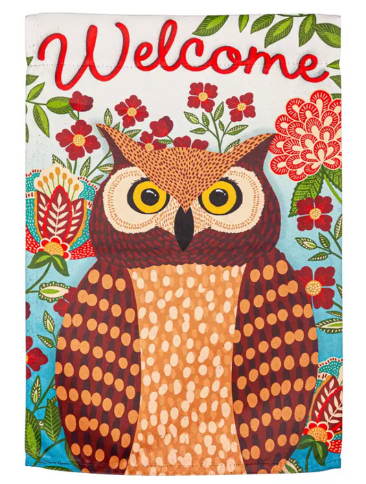 Fall Welcome Owl Garden Flag