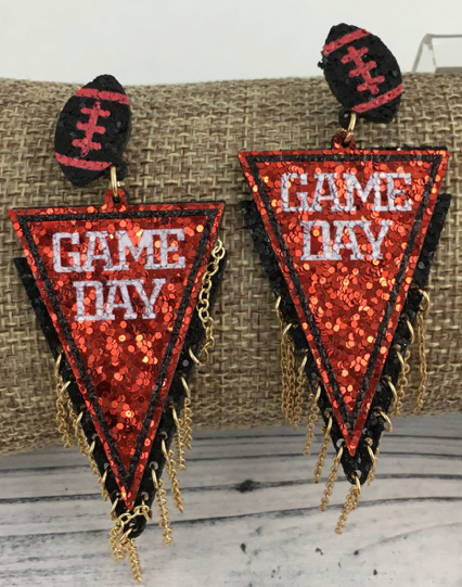 Glittered Football Game Day Earrings