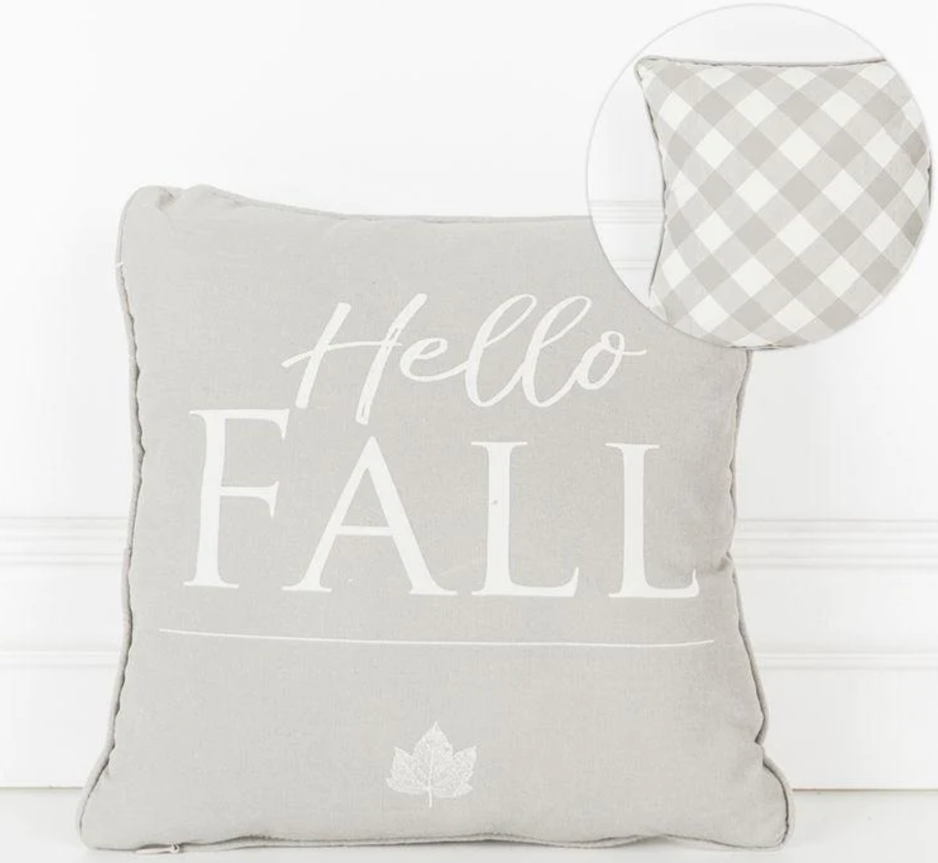 Small Hello Fall Grey Reversible Pillow