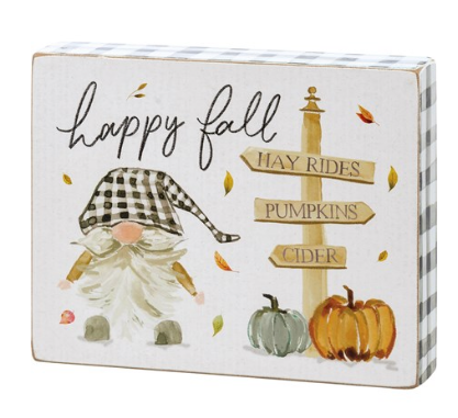 Happy Fall Gnome Block Sign