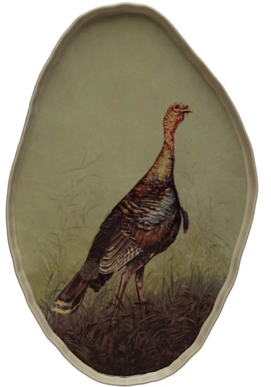 Stoneware Platter With Turkey