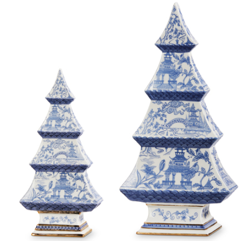 Blue & White Chinoiserie Trees Set of 2