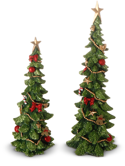 11.5'' Green Resin Trees 2 Asst.