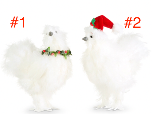 8' White Silky Christmas Chicken Ornaments Asst.