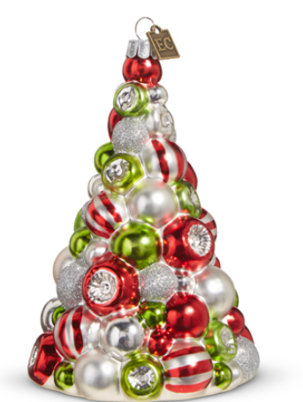 5.5" Red, Green and White Reflector Tree Ornament