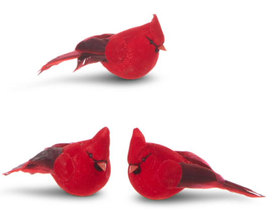 4.5' Sm Clip On Red Bird Ornaments