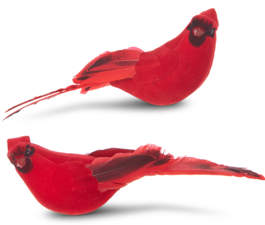 7.5" Clip on Red Bird Ornaments