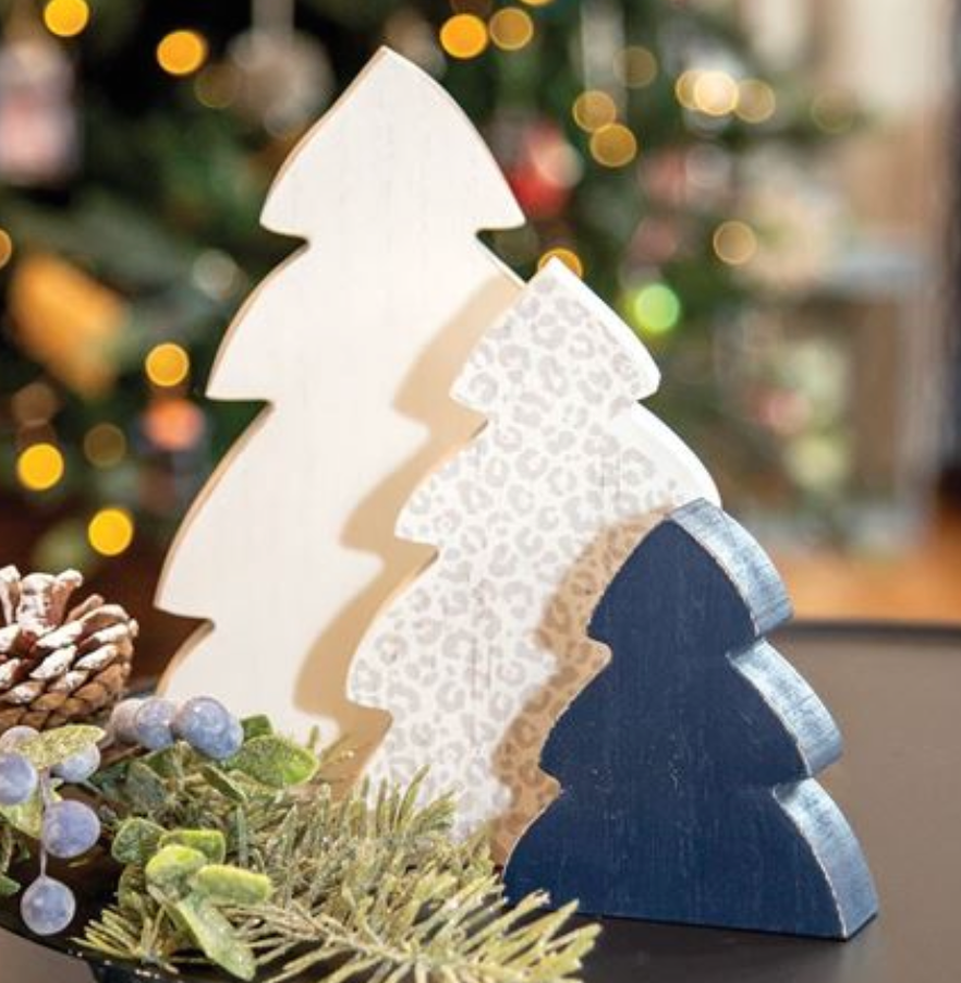 Printed Chunky Christmas Trees Set of 3