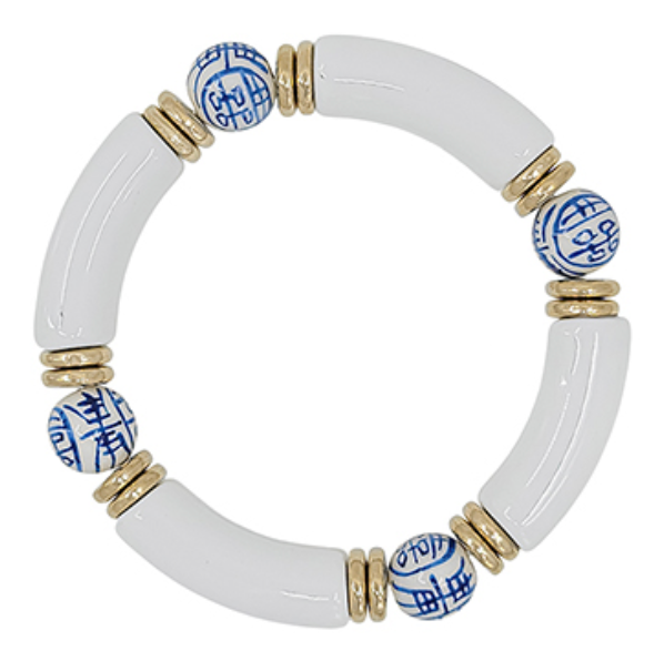 Blue & White Tube Bracelet