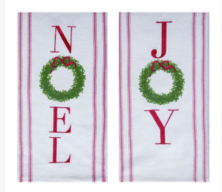 Fabric Noel/Joy Wreath Tea Towels