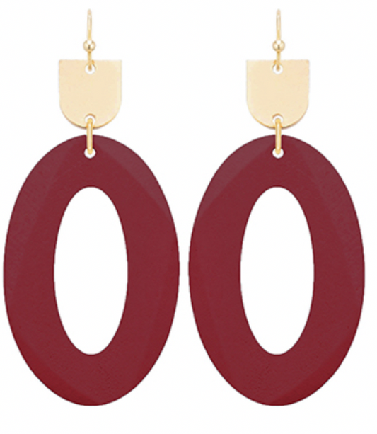 Wine Oval Earrings