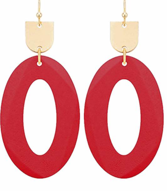 Red Oval Earrings