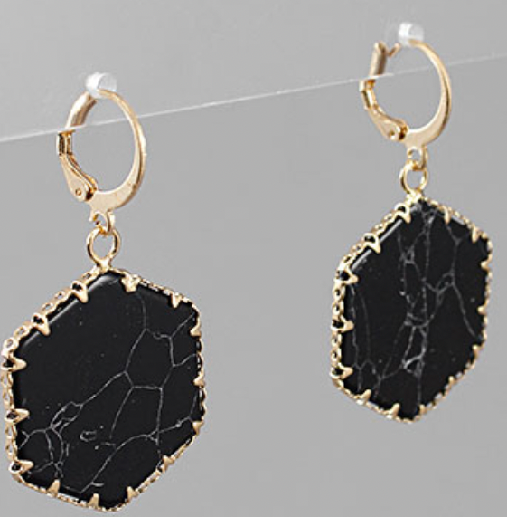 Black Marble Earrings