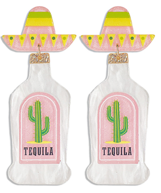 Pink Sombrero Tequila Earrings