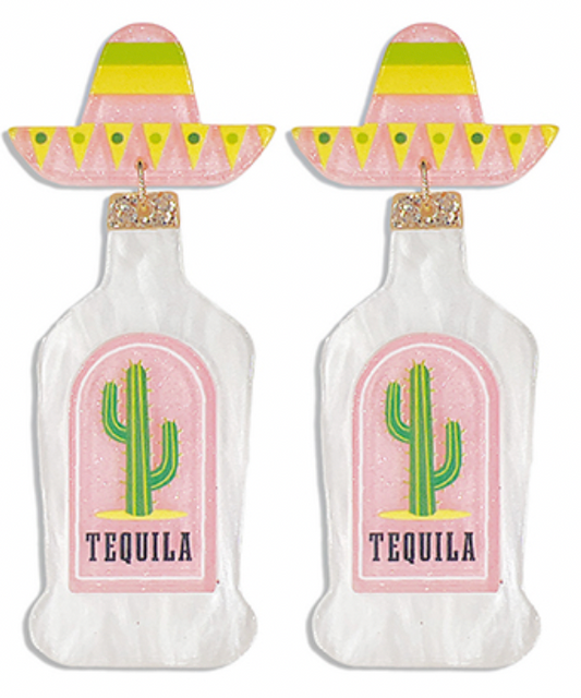 Pink Sombrero Tequila Earrings