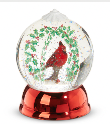 Cardinal Lighted Glitter Globe