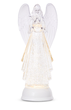 13' Lighted Angel W/ Silver Swirling Glitter