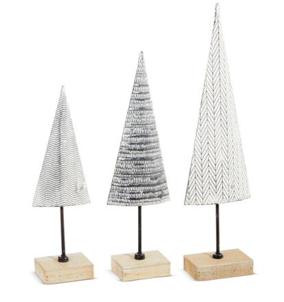 Black & White Geometric Shape Trees Set of 3