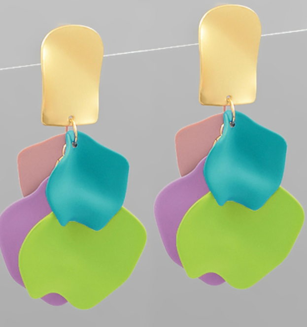 Multi Two Tone Colored Petal Earrings