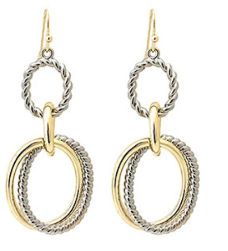 Two Tone- Oval Cable Link Earrings