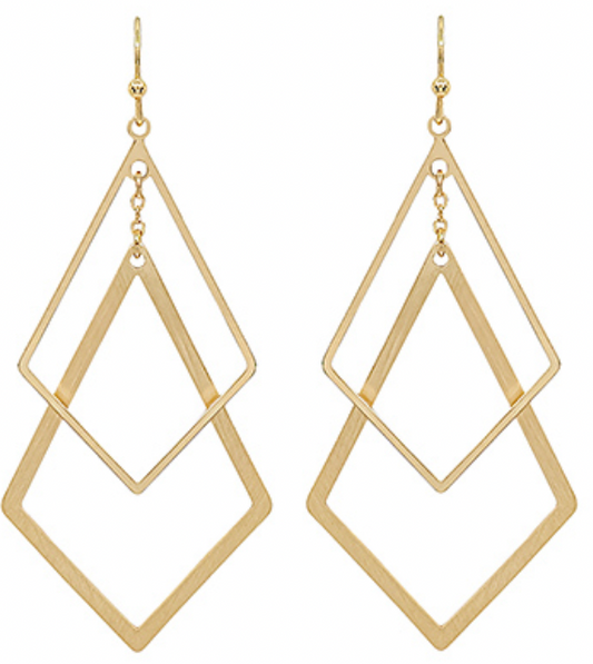 Matte Gold Double Diamond Earrings