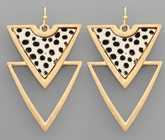 Cheetah Double Triangle Earrings