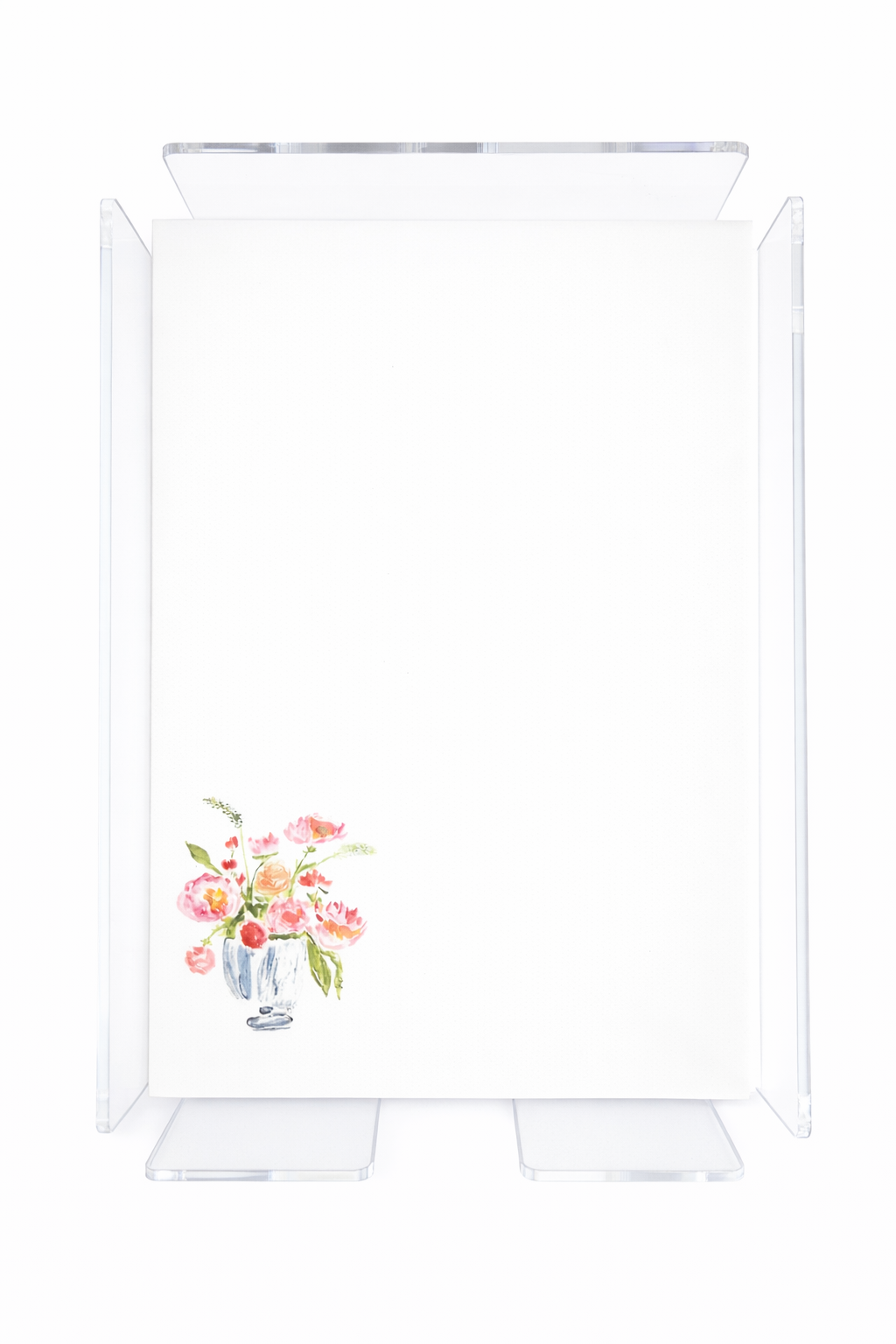 Notepad with acrylic holder