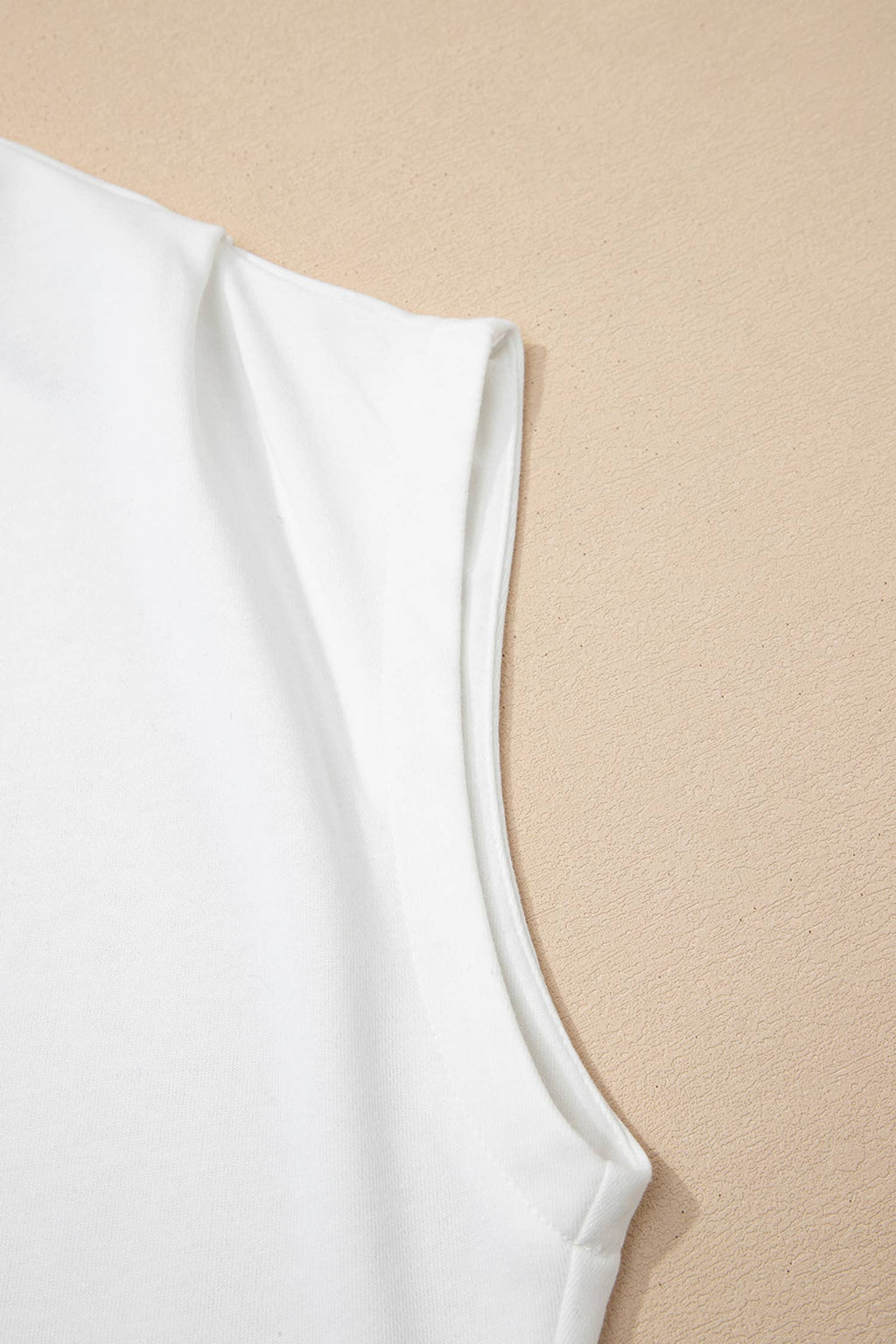 Pocket Soft Solid Color Cap Sleeve Loose Mock Neck Top S-4X