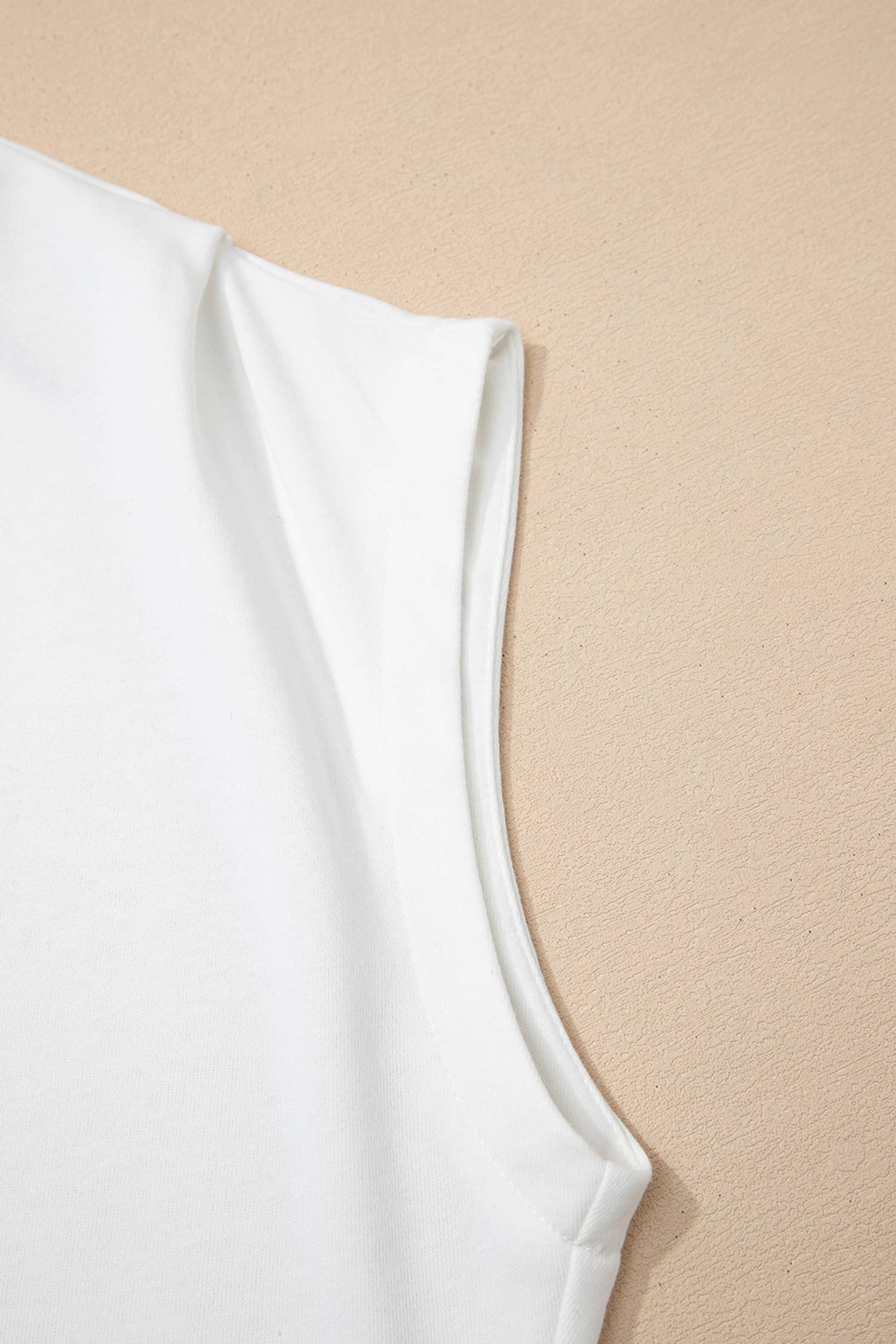 Pocket Soft Solid Color Cap Sleeve Loose Mock Neck Top S-4X