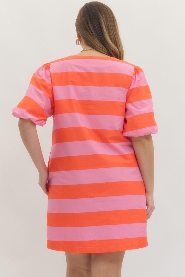 Entro Pink/Orange Stripe Dress