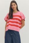 Entro Striped Short-Sleeved Sweater