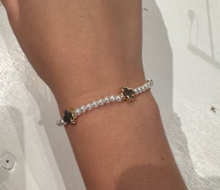 Pearl Beaded Bracelet With Gold Cross