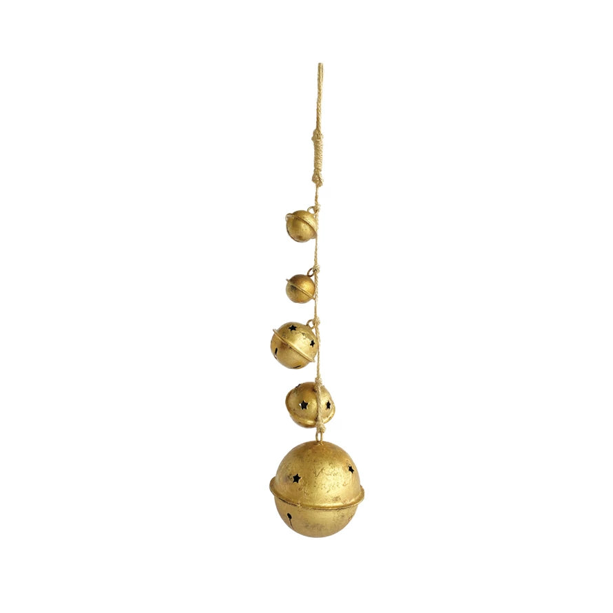 Creative Co-op Antique Gold Metal Ball Hanging Cluster