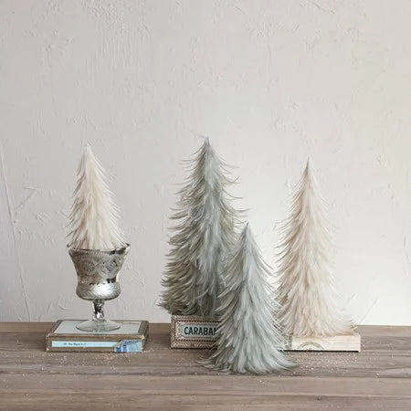 Creative Co-op Navy & Cream Feather Trees (4 Styles)