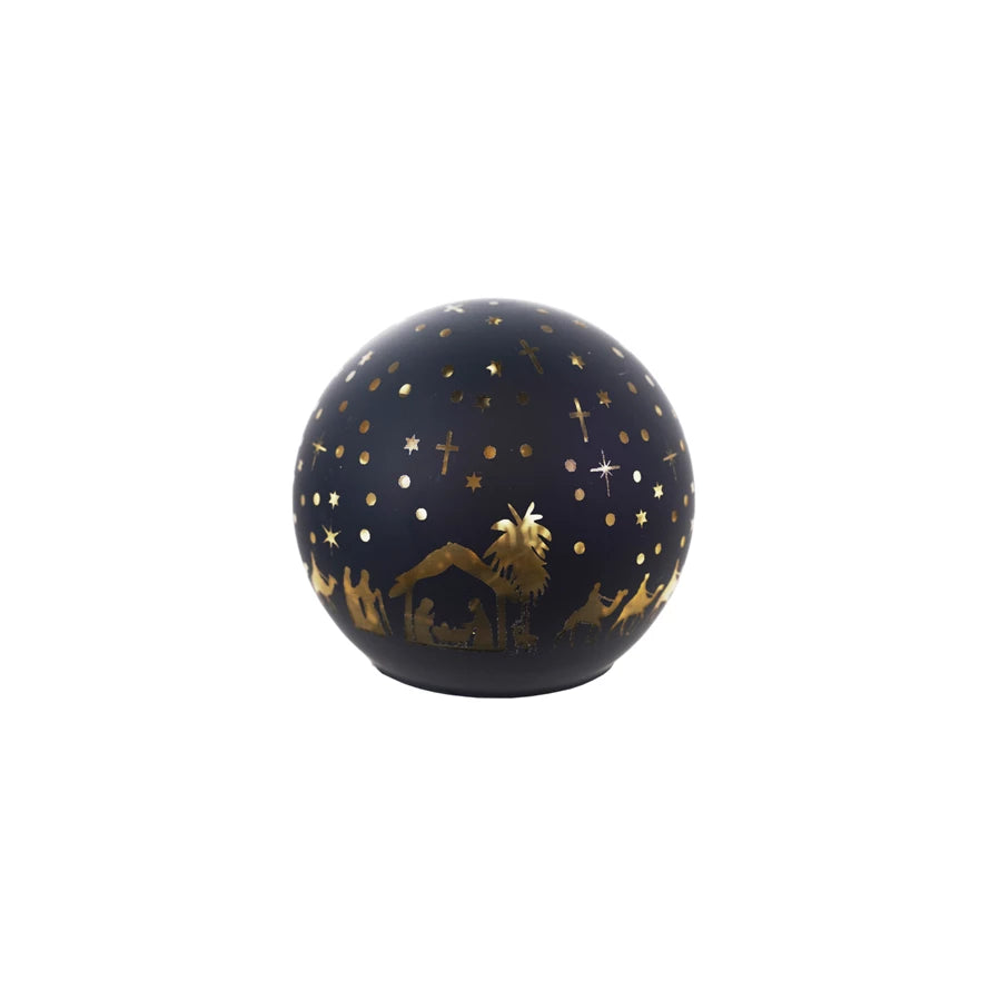 Glass Nativity Ball with LED
